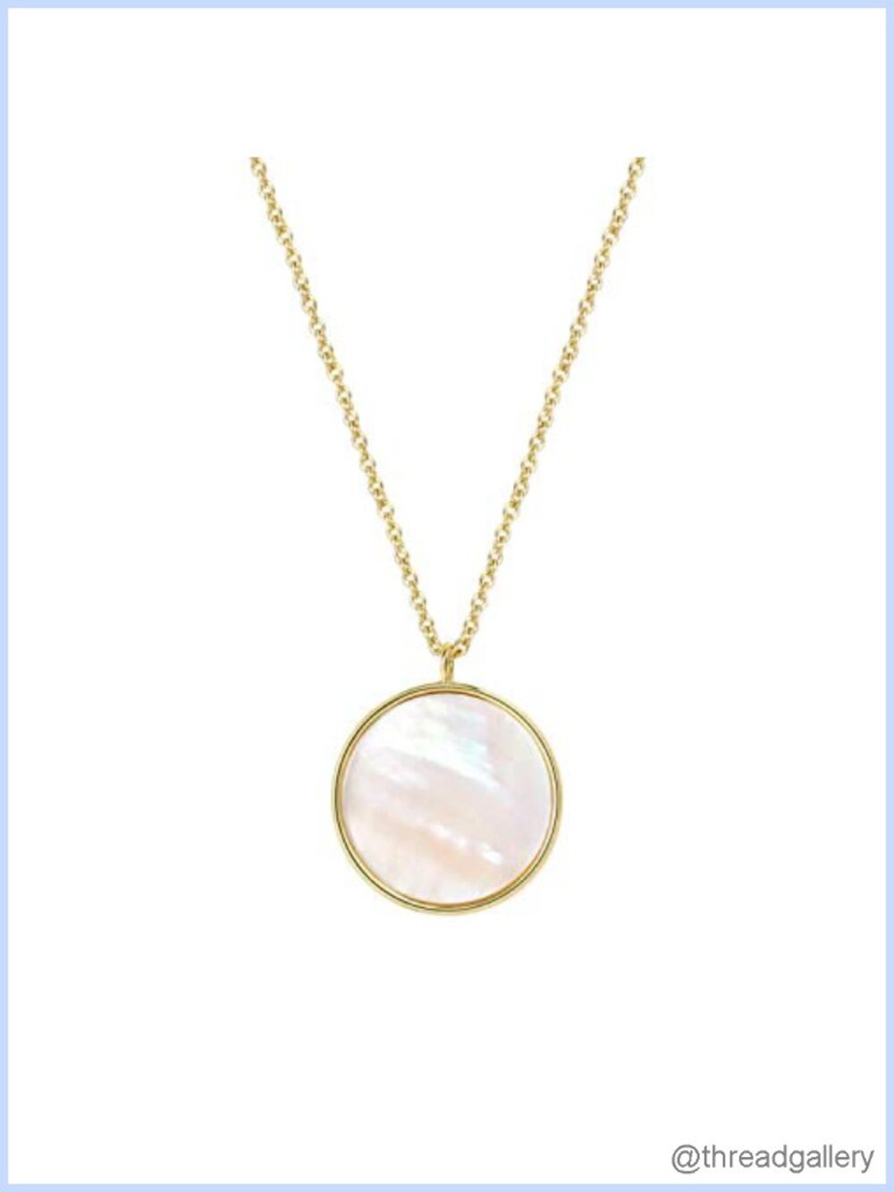 14k Gold Plated Mother of Pearl Shell Pendant Necklace Women